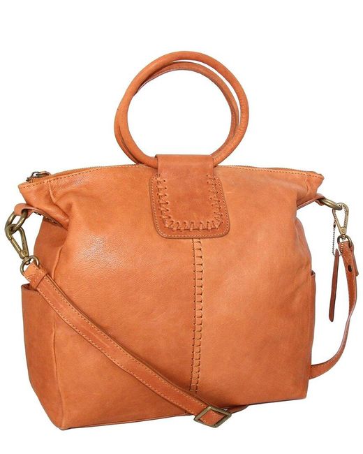 Nino Bossi Orange Tonya's Ring Genuine Leather Tote