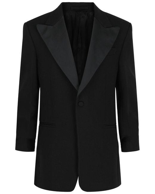 Ferragamo Black Silk Peaked Lapel Blazer for men