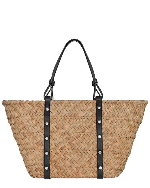 Rebecca Minkoff Brown Woven Straw & Leather Basket