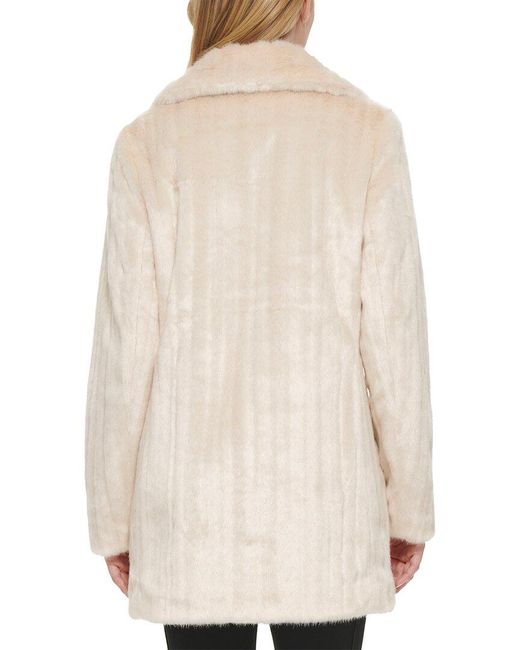 Karl Lagerfeld Natural Stripe Zip Front Coat