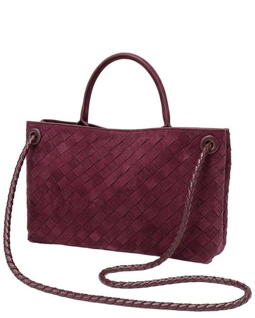 Tiffany & Fred Paris Purple Tiffany And Fred Paris Woven Suede Leather Top Handle Satchel