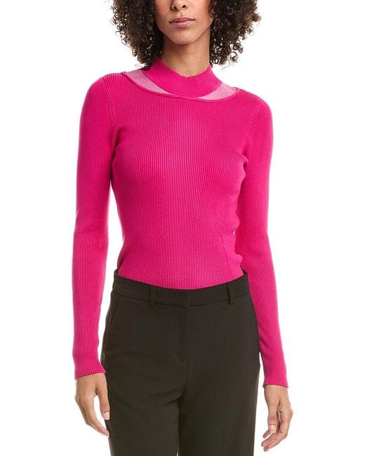 DKNY Pink Mock Neck Sweater