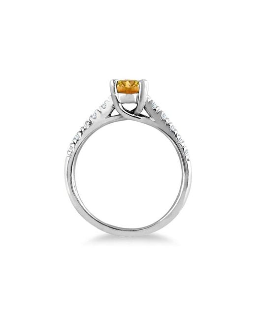 Gem Spark White 14K 1.19 Ct. Tw. Diamond & Citrine Ring