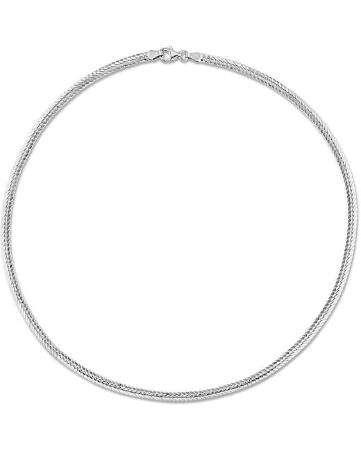 Italian Silver Metallic Herringbone Chain Necklace