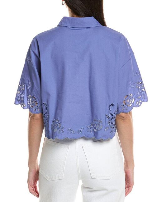 NVLT Blue Eyelet Poplin Camp Shirt