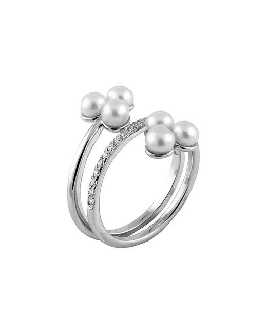 Splendid White Silver 3-4mm Freshwater Pearl Ring