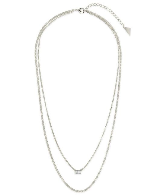 Sterling Forever White Cz Layered Necklace