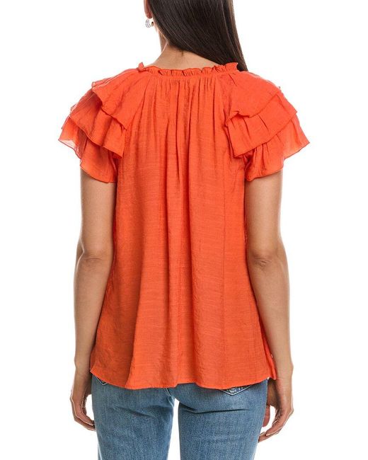 Nanette Lepore Orange Tiered Sleeve Blouse