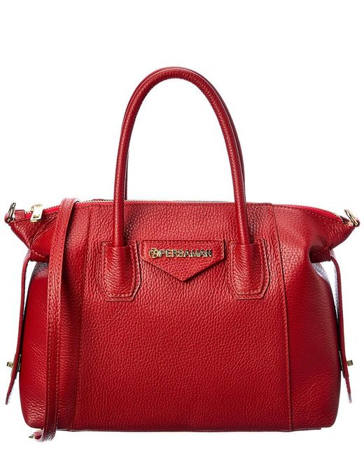 Persaman New York Nera Top Handle Leather Satchel in Red | Lyst Canada