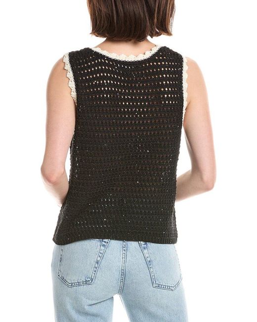 NVLT Black Sleeveless Crochet Sweater