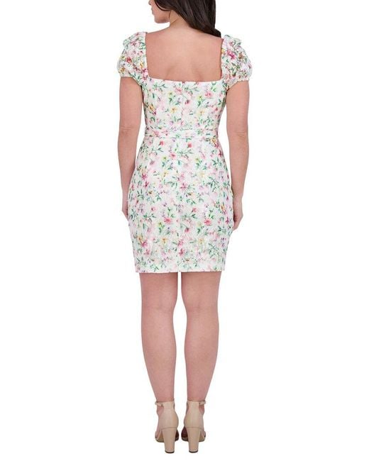 Kensie White Printed Lace Mini Dress