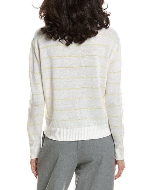 Forte White Textured Crop Linen Sweater