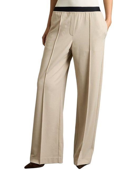 Reiss Natural Lucia Wide Waistband Wide Leg Trouser