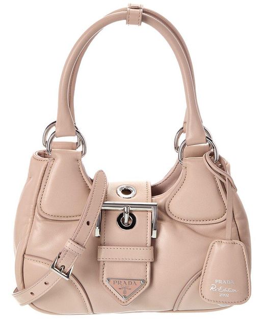 Prada Pink Moon Padded Leather Hobo Bag