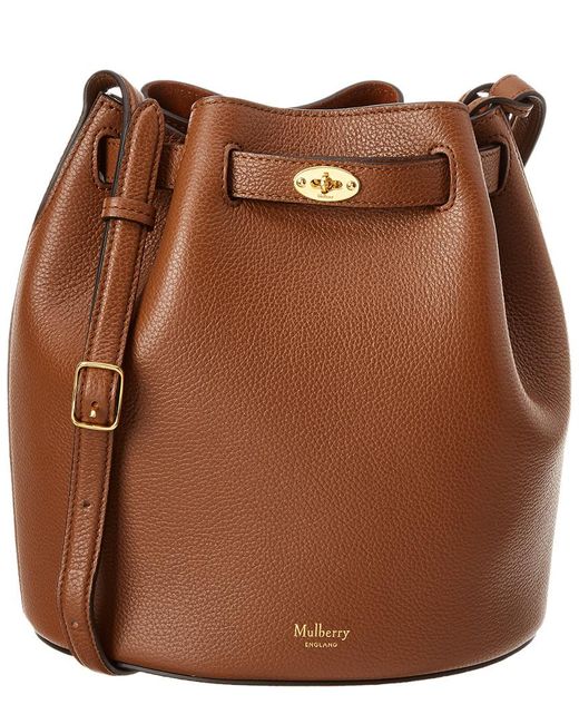 Mulberry Brown Abbey Oak Small Classic Grain Leather Bucket Bag