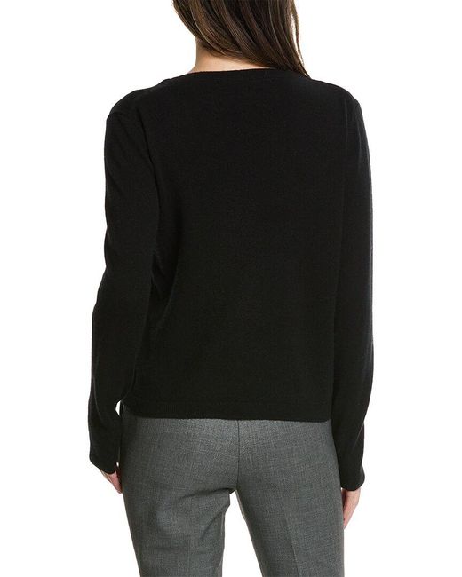 Lafayette 148 New York Black Pleated Front Cashmere Sweater