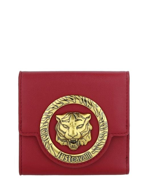 Just Cavalli Red Logo-embossed Wallet