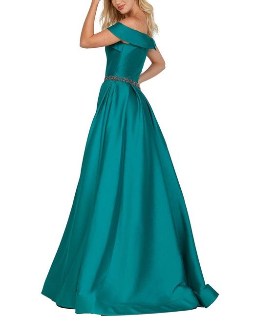 Terani Blue Off-shoulder Dress