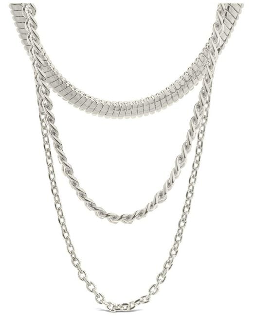 Sterling Forever White Rhodium Plated Brenna Layered Chain Necklace