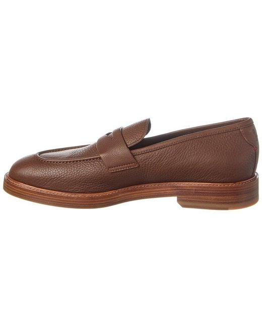 Isaia Brown Leather Loafer for men