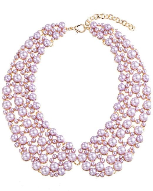 Eye Candy LA Pink Diana Glass Pearl Collar Necklace
