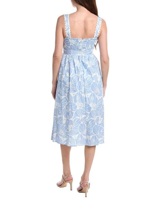 Sam Edelman Blue Palm Print A-Line Dress