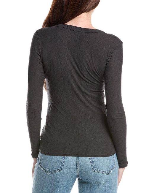 James Perse Black Jersey Henley Top