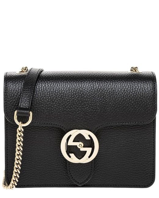 Gucci Black Interlocking G Small Leather Shoulder Bag