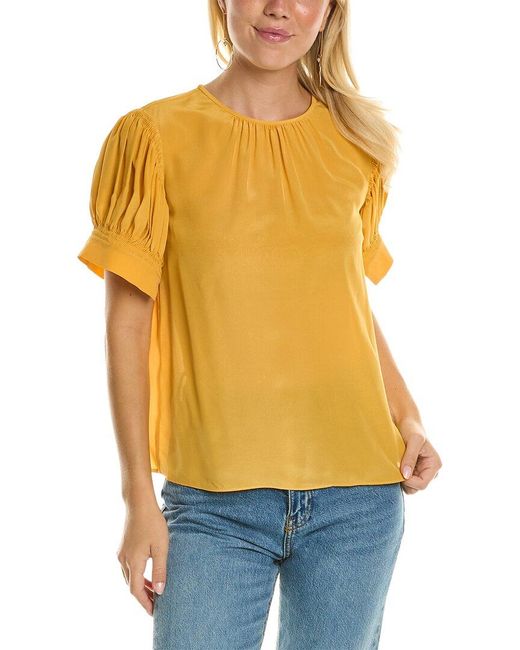 Rebecca Taylor Orange Short Sleeve Silk Blouse