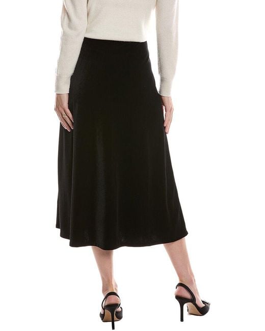 Anne Klein Black Pull-On Bias Flared Skirt