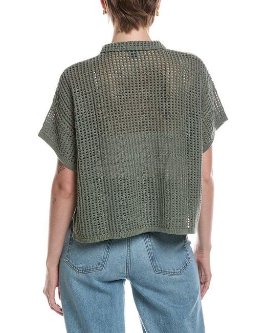 Splendid Gray Mesh Polo Sweater