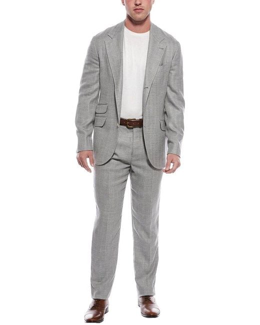 Brunello Cucinelli Gray 2pc Wool & Linen-blend Suit for men