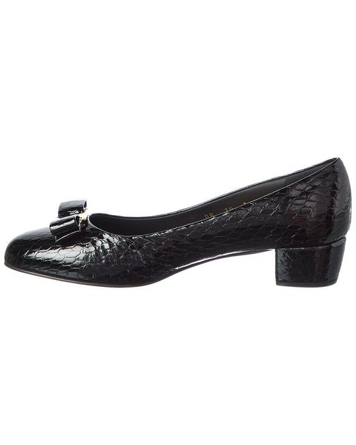 Ferragamo Black Vara Ornament Leather Pump