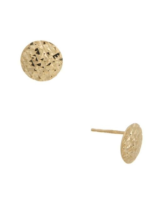 Italian Gold Metallic 14K 9Mm Diamond Cut Disk Stud Earrings