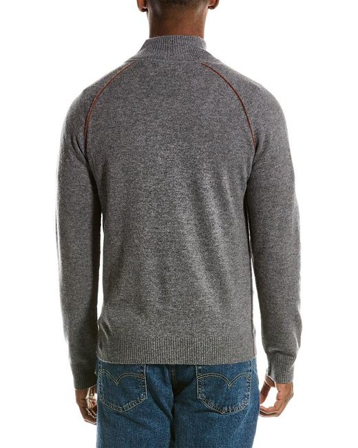 NAADAM Gray Wool & Cashmere-blend 1/4-zip Mock Sweater for men