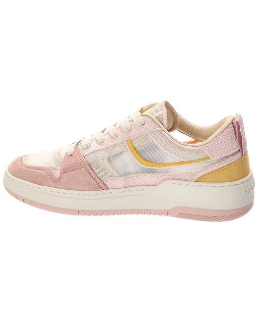 Ferragamo Pink Destiny Suede-Trim Sneaker
