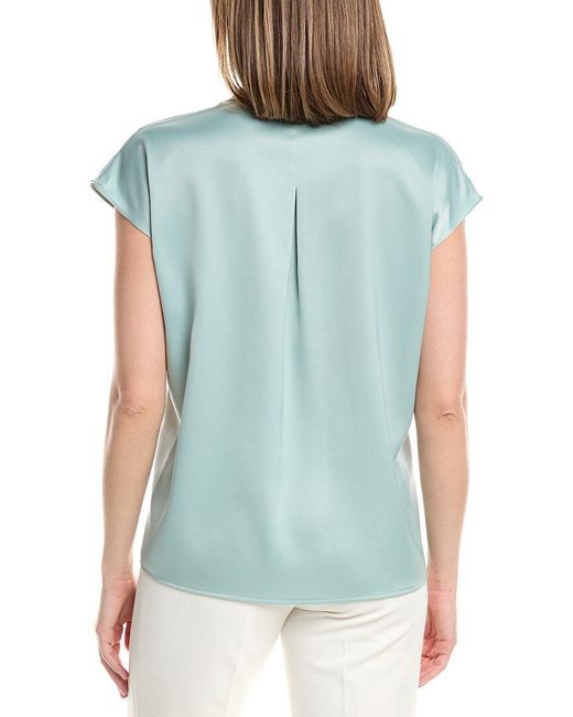 Anne Klein Blue Drop Shoulder Button Front Shirt
