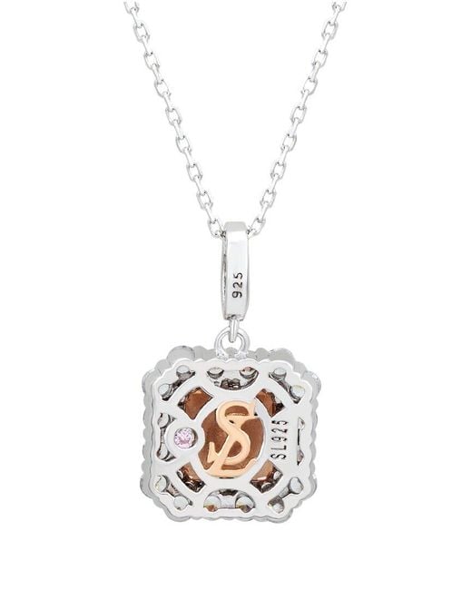 Suzy Levian CZ Jewelry White Suzy Levian Silver Cz Halo Pendant