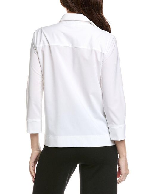 Joseph Ribkoff White 1/-Zip Pullover