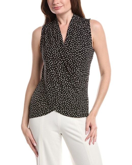Vince Camuto Black Front Cross Over Wrap Tank Top