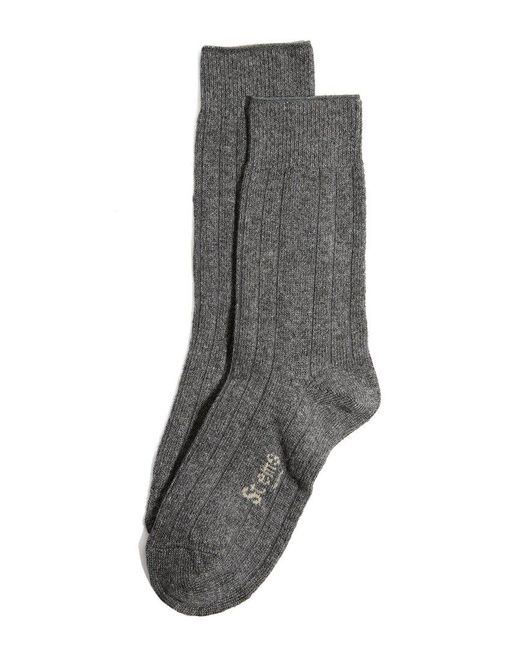 Stems Gray Lux Cashmere & Wool-blend Crew Sock Gift Box