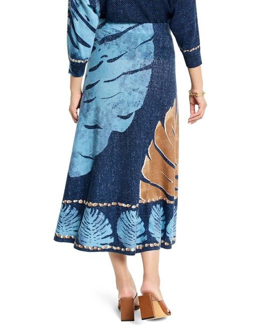 NIC+ZOE Blue Petite Twilight Front Knit Skirt