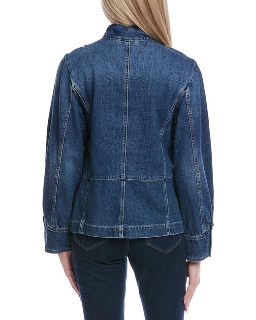 Free People Blue Imogene Denim Officer Jacket