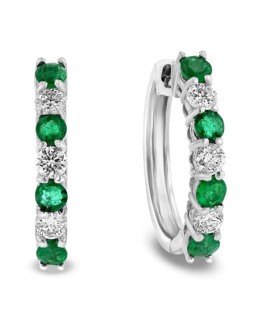 LEVARON Green 14K 1.15 Ct. Tw. Diamond & Emerald Earrings