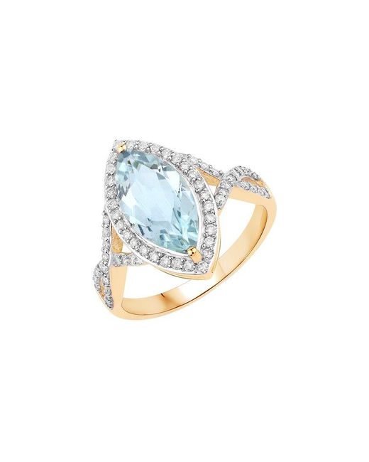 Diana M Blue Fine Jewelry 14k 2.24 Ct. Tw. Diamond & Aquamarine Ring