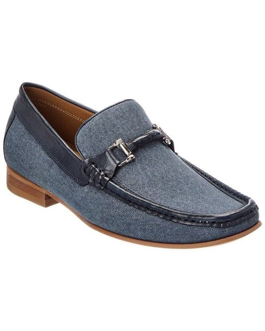 Donald J Pliner Blue Danner Canvas & Leather Loafer for men
