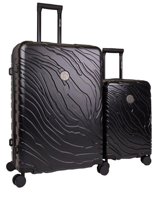 Roberto Cavalli Black Molded Zebra Luggage Set