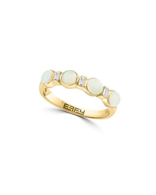 Effy Fine Jewelry Metallic 14K 0.85 Ct. Tw. Diamond & Ethiopian Opal Ring