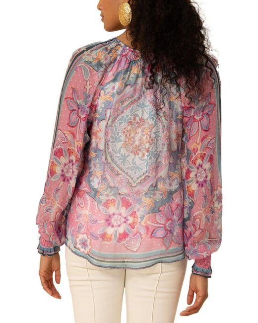 Hale Bob Red Michaela Silk-Blend Blouse