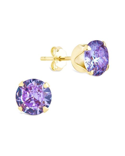 Sterling Forever Purple Light Periwinkle Cz 7Mm Stud Earrings
